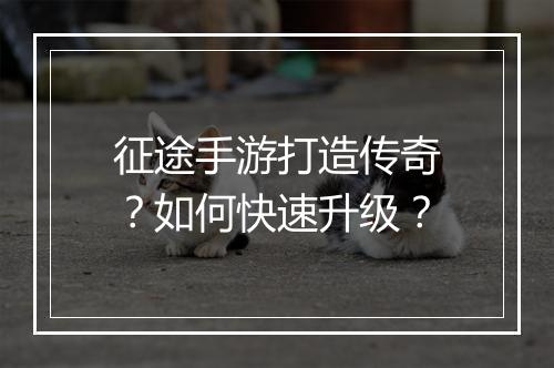 征途手游打造传奇？如何快速升级？