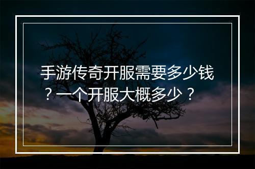 手游传奇开服需要多少钱？一个开服大概多少？