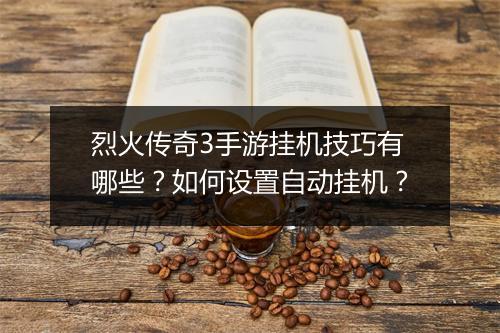 烈火传奇3手游挂机技巧有哪些？如何设置自动挂机？