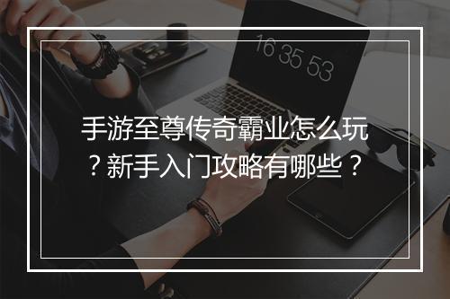 手游至尊传奇霸业怎么玩？新手入门攻略有哪些？