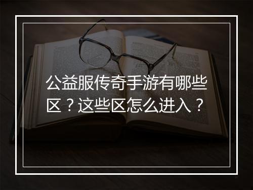 公益服传奇手游有哪些区？这些区怎么进入？
