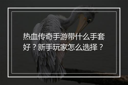 热血传奇手游带什么手套好？新手玩家怎么选择？