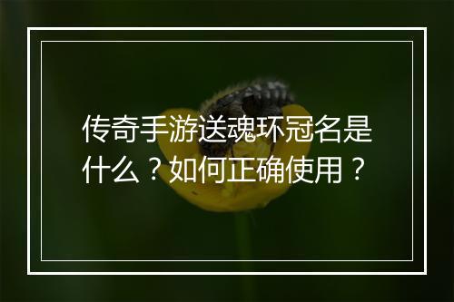 传奇手游送魂环冠名是什么？如何正确使用？