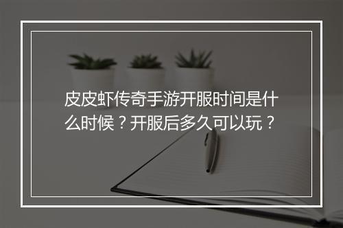 皮皮虾传奇手游开服时间是什么时候？开服后多久可以玩？