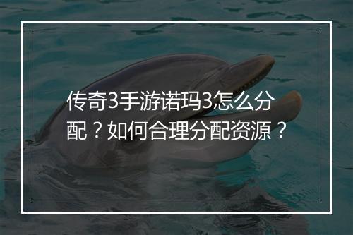 传奇3手游诺玛3怎么分配？如何合理分配资源？