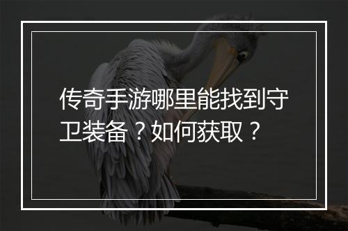 传奇手游哪里能找到守卫装备？如何获取？