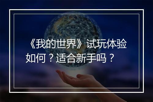 《我的世界》试玩体验如何？适合新手吗？