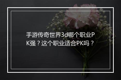 手游传奇世界3d哪个职业PK强？这个职业适合PK吗？