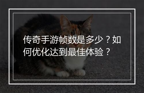 传奇手游帧数是多少？如何优化达到最佳体验？