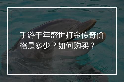 手游千年盛世打金传奇价格是多少？如何购买？