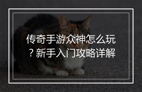 传奇手游众神怎么玩？新手入门攻略详解