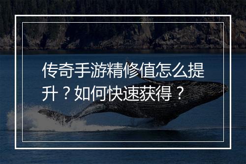 传奇手游精修值怎么提升？如何快速获得？