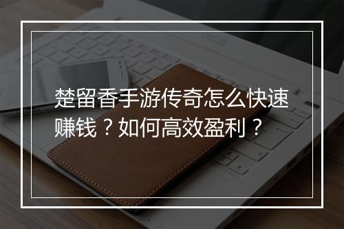楚留香手游传奇怎么快速赚钱？如何高效盈利？