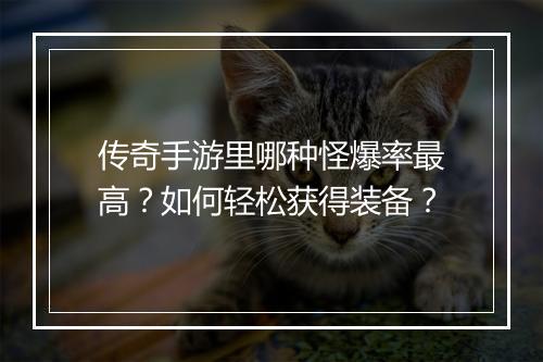 传奇手游里哪种怪爆率最高？如何轻松获得装备？