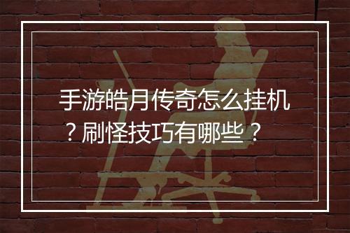 手游皓月传奇怎么挂机？刷怪技巧有哪些？