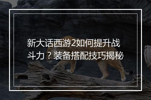 新大话西游2如何提升战斗力？装备搭配技巧揭秘