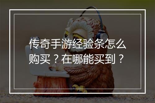 传奇手游经验条怎么购买？在哪能买到？