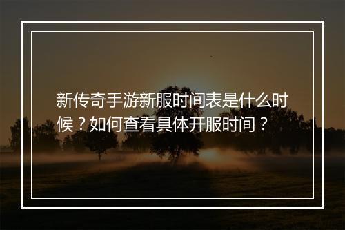 新传奇手游新服时间表是什么时候？如何查看具体开服时间？