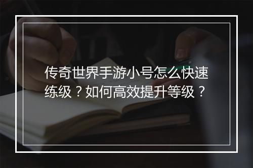 传奇世界手游小号怎么快速练级？如何高效提升等级？
