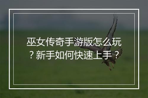 巫女传奇手游版怎么玩？新手如何快速上手？