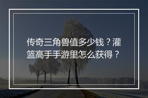 传奇三角兽值多少钱？灌篮高手手游里怎么获得？
