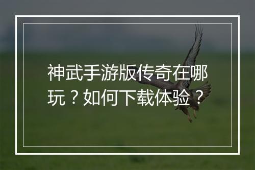 神武手游版传奇在哪玩？如何下载体验？