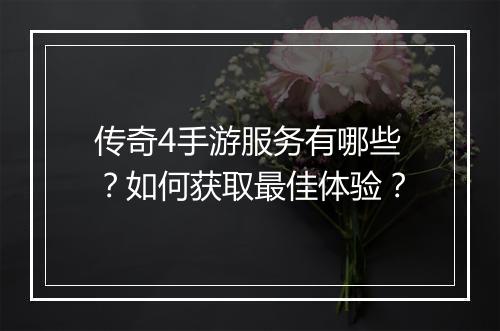 传奇4手游服务有哪些？如何获取最佳体验？