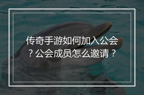 传奇手游如何加入公会？公会成员怎么邀请？