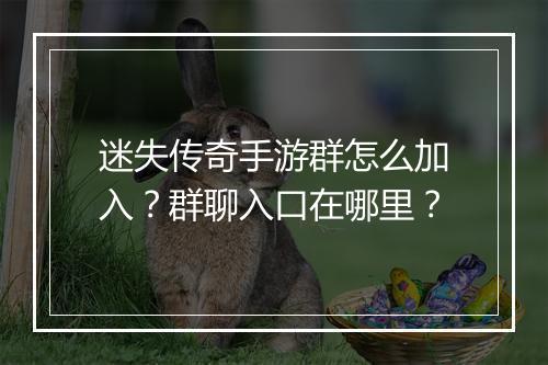 迷失传奇手游群怎么加入？群聊入口在哪里？