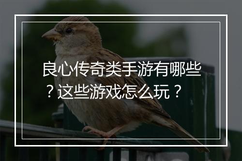 良心传奇类手游有哪些？这些游戏怎么玩？