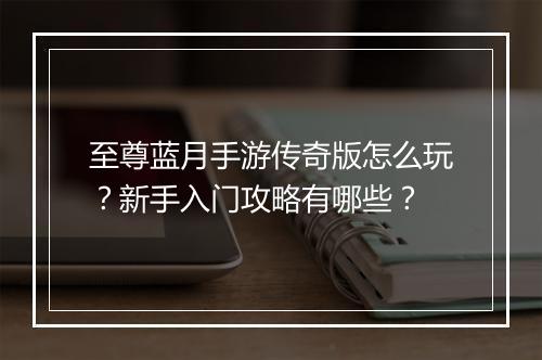 至尊蓝月手游传奇版怎么玩？新手入门攻略有哪些？