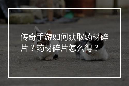 传奇手游如何获取药材碎片？药材碎片怎么得？