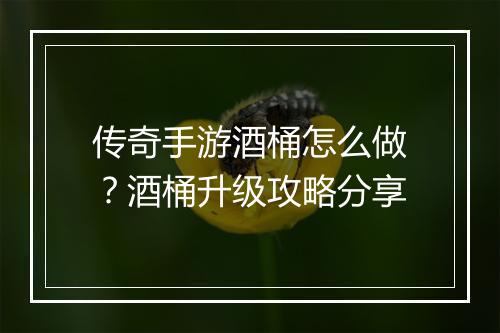 传奇手游酒桶怎么做？酒桶升级攻略分享