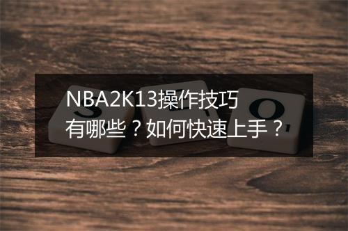 NBA2K13操作技巧有哪些？如何快速上手？
