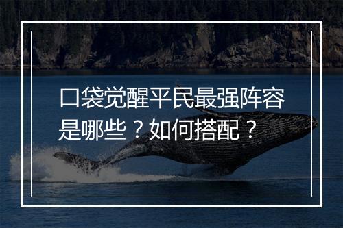 口袋觉醒平民最强阵容是哪些？如何搭配？