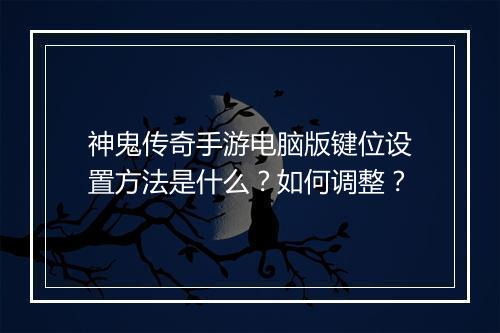 神鬼传奇手游电脑版键位设置方法是什么？如何调整？