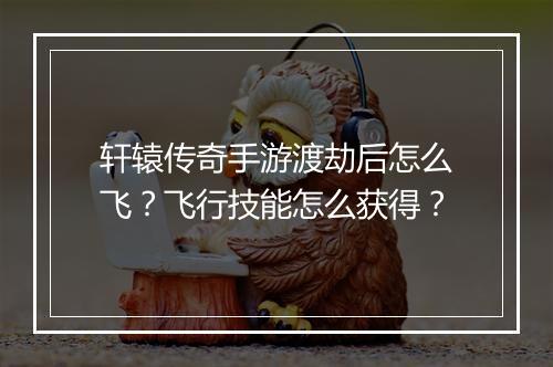 轩辕传奇手游渡劫后怎么飞？飞行技能怎么获得？