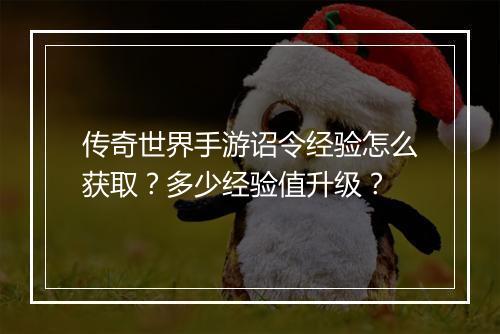 传奇世界手游诏令经验怎么获取？多少经验值升级？