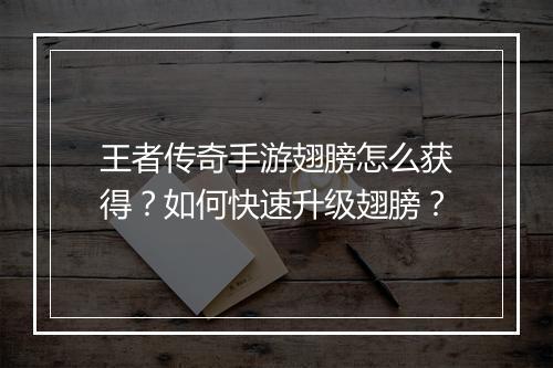 王者传奇手游翅膀怎么获得？如何快速升级翅膀？
