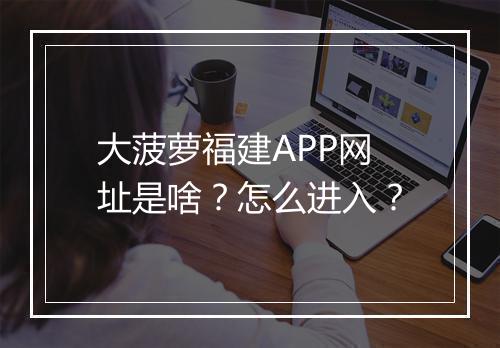大菠萝福建APP网址是啥？怎么进入？