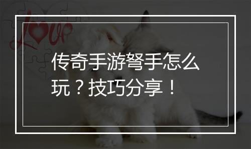 传奇手游弩手怎么玩？技巧分享！