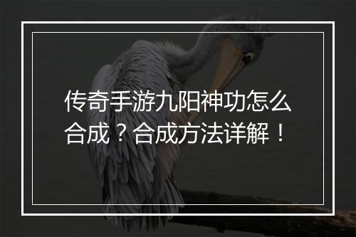 传奇手游九阳神功怎么合成？合成方法详解！