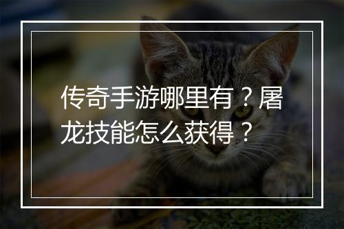 传奇手游哪里有？屠龙技能怎么获得？