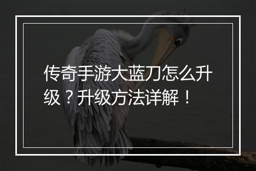 传奇手游大蓝刀怎么升级？升级方法详解！