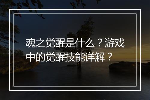 魂之觉醒是什么？游戏中的觉醒技能详解？