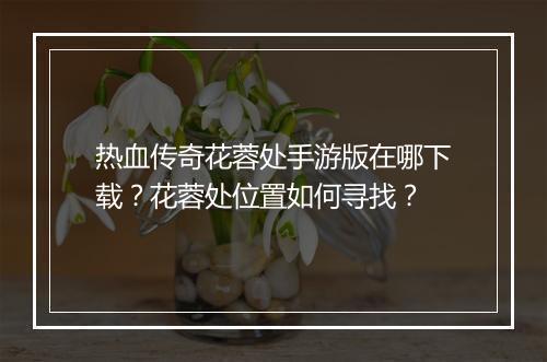 热血传奇花蓉处手游版在哪下载？花蓉处位置如何寻找？