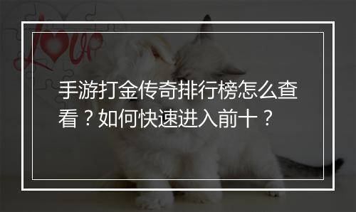 手游打金传奇排行榜怎么查看？如何快速进入前十？