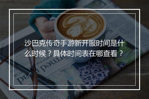 沙巴克传奇手游新开服时间是什么时候？具体时间表在哪查看？