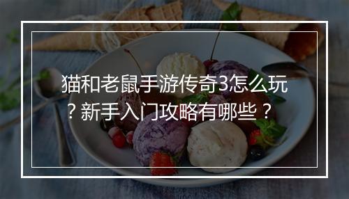 猫和老鼠手游传奇3怎么玩？新手入门攻略有哪些？