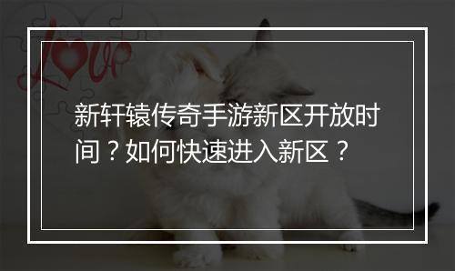 新轩辕传奇手游新区开放时间？如何快速进入新区？